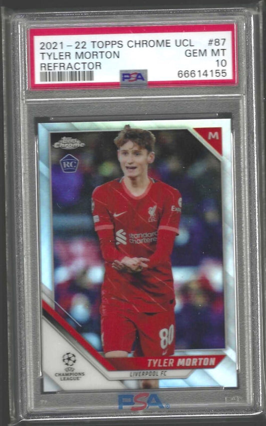 TYLER MORTON 2021-22 TOPPS CHROME SILVER REFRACTOR RC #87 PSA 10 GEM POP 1/1