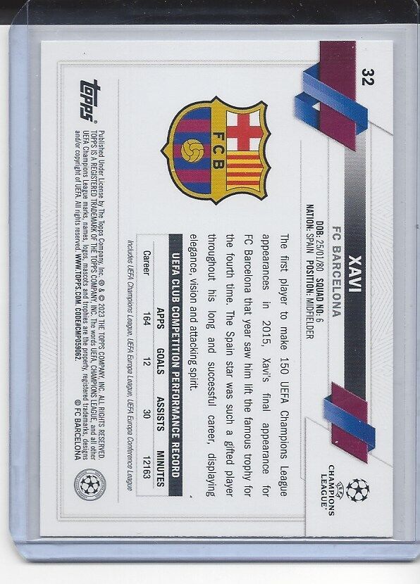 XAVI 2022-23 TOPPS CLUB COMPETITIONS SP RARE PHOTO VARIATION BARCELONA #32