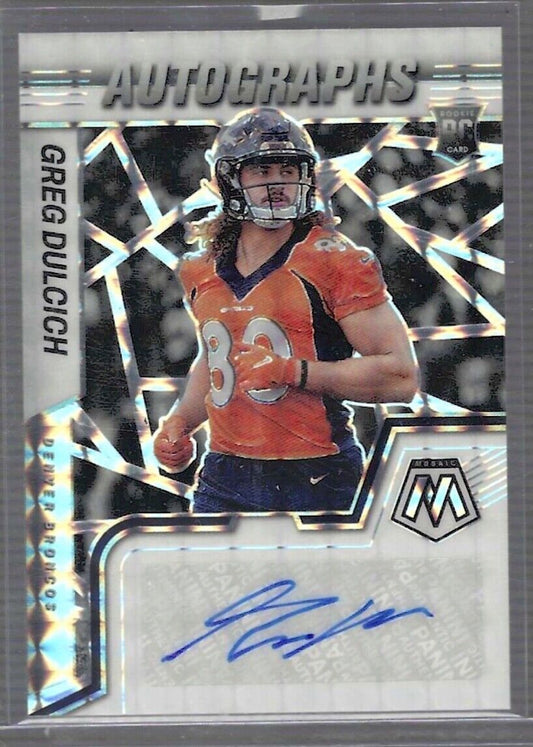 GREG DULCICH 2022 PANINI MOSAIC WHITE PRIZM ROOKIE AUTO RC #D 18/25