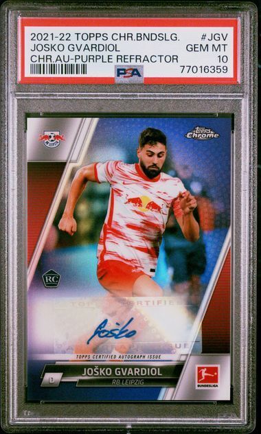 JOSKO GVARDIOL 2021-22 TOPPS CHROME PURPLE REFRACTOR AUTO RC /199 PSA 10 POP 4