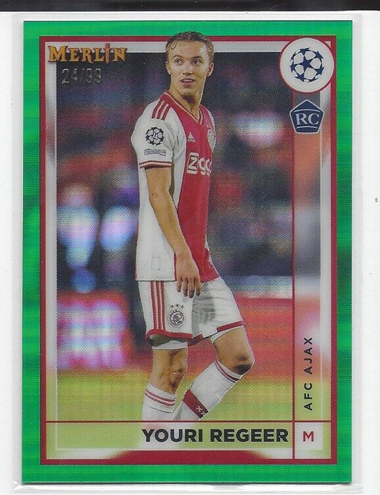YOURI REGEER 2022-23 TOPPS MERLIN CHROME GREEN REFRACTOR RC #D 24/99