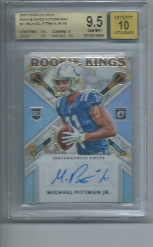 MICHAEL PITTMAN JR 2020 DONRUSS OPTIC ROOKIE KINGS AUTO RC /49 BGS 9.5 POP 1/1