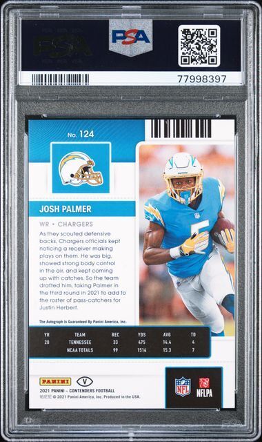 JOSH PALMER 2021 CONTENDERS CHAMPIONSHIP TICKET VARIATION AUTO RC /25 PSA 9 POP2