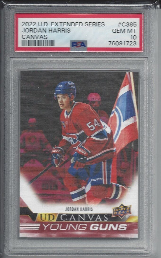 JORDAN HARRIS 2021 UPPER DECK YOUNG GUNS CANVAS ROOKIE RC #385 PSA 10 GEM MINT