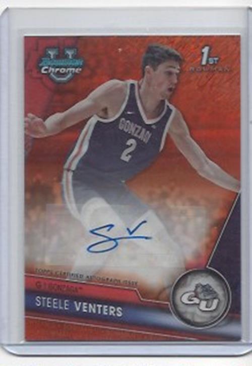 STEELE VENTERS 2023-24 BOWMAN CHROME UNIV 1ST ORANGE SHIMMER REFRACTOR AUTO /25