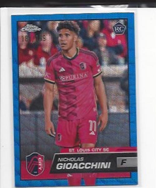 NICHOLAS GIOACCHINI 2023 TOPPS CHROME MLS BLUE WAVE ROOKIE REFRACTOR RC #D /199