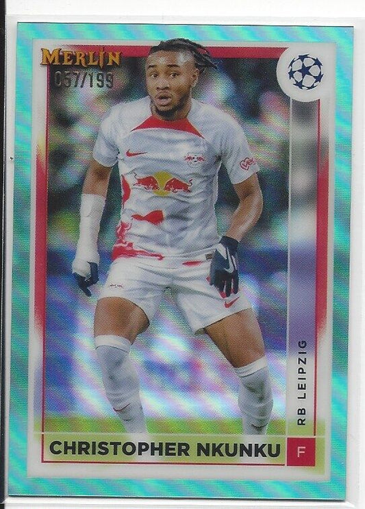 CHRISTOPHER NKUNKU 2022-23 TOPPS MERLIN CHROME AQUA REFRACTOR #D 57/199