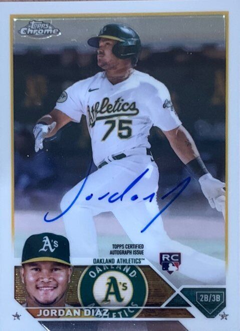 2023 Topps Chrome Rookie Auto RC #RA-JDI Jordan Diaz - Oakland Athletics