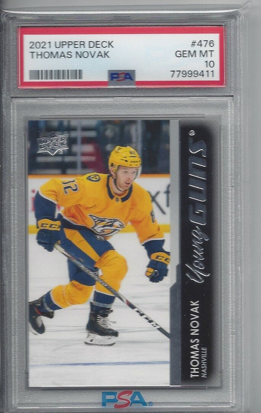 THOMAS NOVAK 2021 UPPER DECK YOUNG GUNS TRUE ROOKIE RC #476 PSA 10 GEM MINT