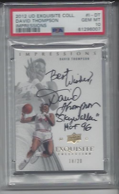 DAVID THOMPSON 2012 UD EXQUISITE IMPRESSIONS INSCRIBED AUTO /20 PSA 10 POP 1/1