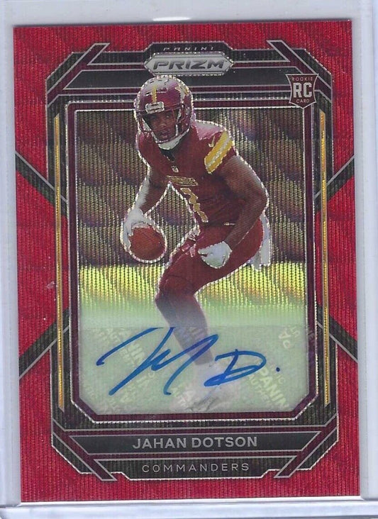 JAHAN DOTSON 2021 PANINI PRIZM RUBY RED WAVE PRIZM ROOKIE AUTO RC #D 110/149