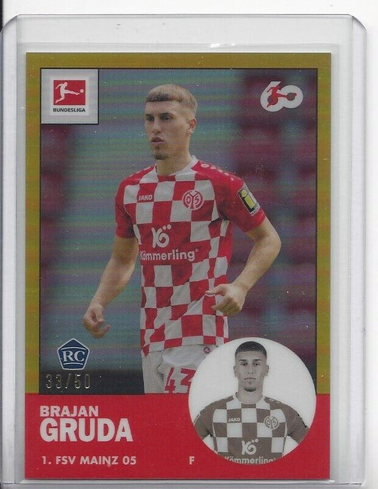 BRAJAN GRUDA 2023-24 TOPPS CHROME BUNDESLIGA 1963 GOLD REFRACTOR RC #D 33/50