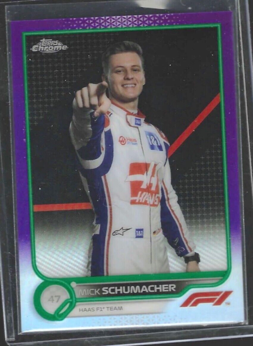 MICK SCHUMACHER 2022 TOPPS CHROME F1 PURPLE GREEN PORTRAIT REFRACTOR #69