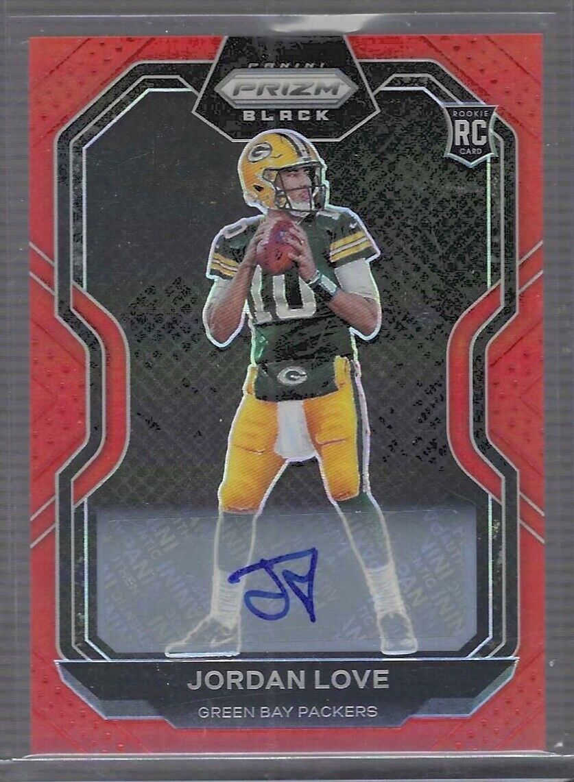 JORDAN LOVE 2020 PANINI CHRONICLES PRIZM BLACK ORANGE ROOKIE AUTO RC #D 33/75