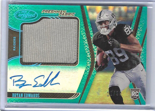 BRYAN EDWARDS 2020 PANINI CERTIFIED TEAL RPA ROOKIE PATCH AUTO RC #D 11/50