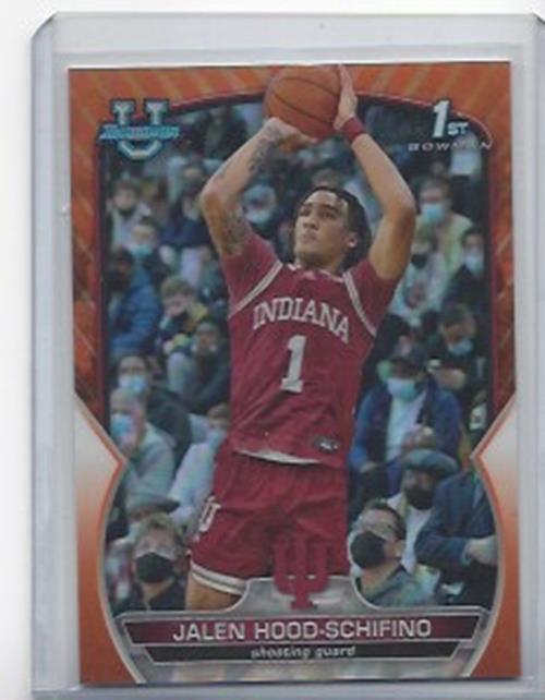 JALEN HOOD-SCHIFINO 2023 BOWMAN CHROME UNIVERSITY ORANGE 1ST REFRACTOR RC #D /25