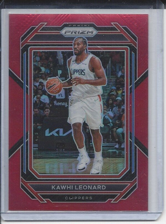 KAWHI LEONARD 2022-23 PANINI PRIZM RED PRIZMS #D 190/299