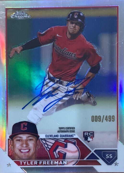 2023 Topps Chrome Rookie Auto Tyler Freeman - Cleveland Guardians Refractor /499