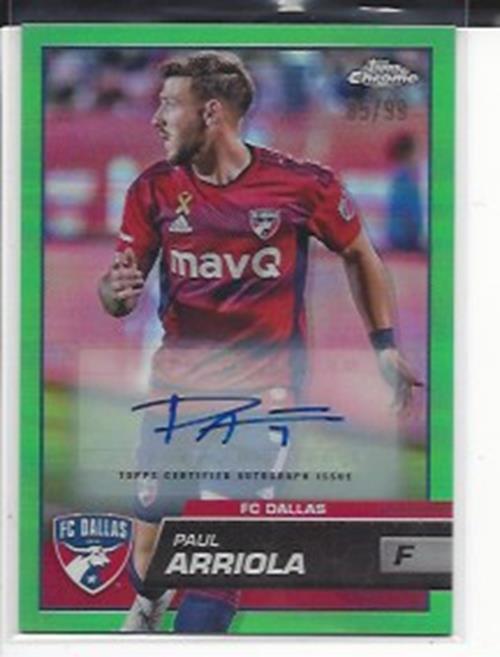 PAUL ARRIOLA 2023 TOPPS CHROME MLS GREEN REFRACTOR AUTO #D 85/99