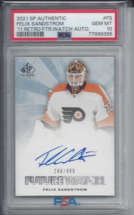 FELIX SANDSTROM 2021 SP AUTHENTIC RETRO FUTURE WATCH AUTO RC /499 PSA 10 POP 1/1