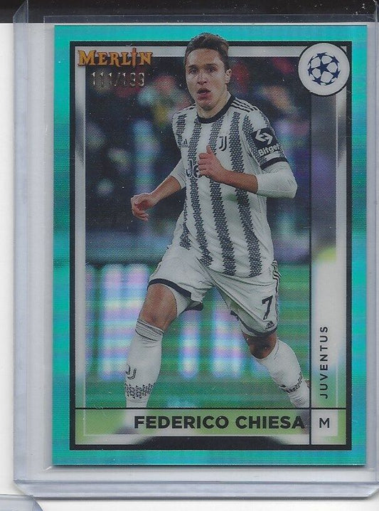 FEDERICO CHIESA 2022-23 TOPPS MERLIN CHROME AQUA REFRACTOR #D 111/199