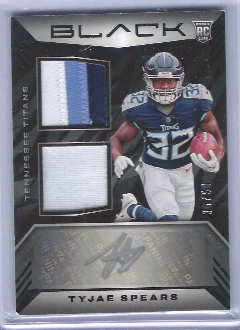 TYJAE SPEARS 2023 PANINI BLACK ROOKIE DUAL PATCH AUTO RC #D 36/99