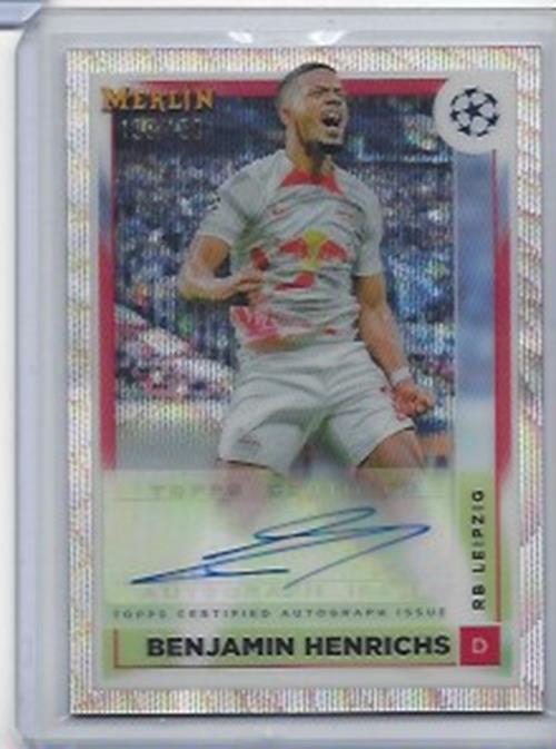 BENJAMIN HENRICHS 2022-23 TOPPS MERLIN CHROME WAVE REFRACTOR AUTO #D 139/150