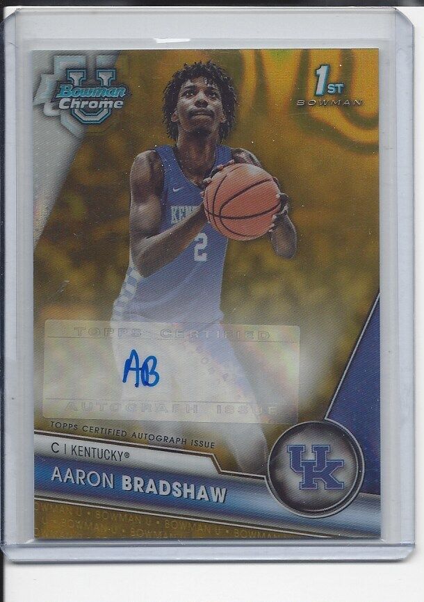 AARON BRADSHAW 2023-24 BOWMAN CHROME UNIVERSITY 1ST GOLD LAVA REFRACTOR AUTO /50