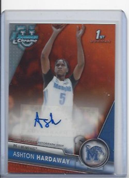 ASHTON HARDAWAY 2023-24 BOWMAN CHROME UNIVERSITY 1ST ORANGE REFRACTOR AUTO /25