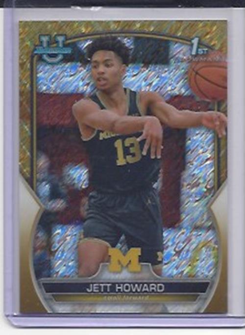 JETT HOWARD 2023 BOWMAN CHROME UNIVERSITY GOLD SHIMMER 1ST REFRACTOR RC #D 33/50