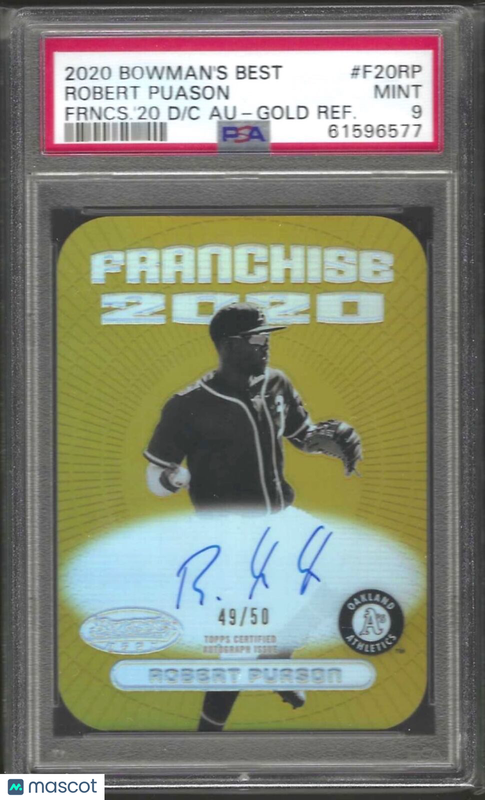ROBERT PUASON 2020 BOWMANS BEST GOLD REFRACTOR FRANCHISE AUTO /50 PSA 9 POP 2