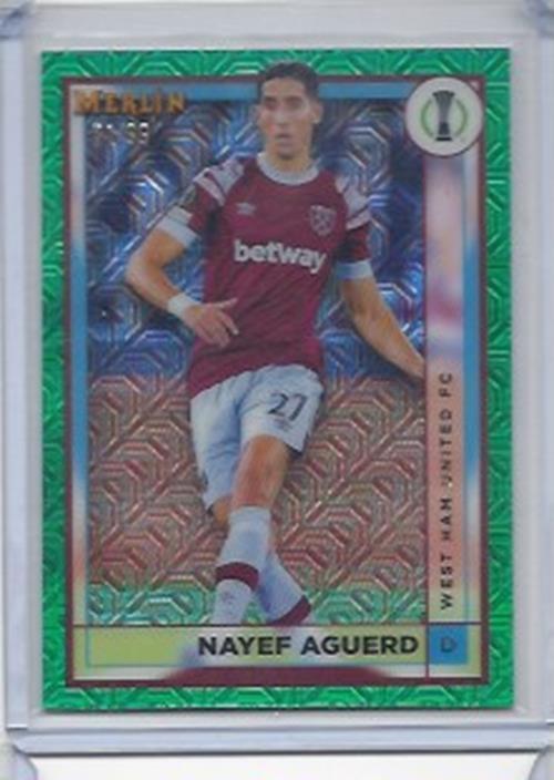 NAYEF AGUERD 2022-23 TOPPS MERLIN CHROME GREEN MOJO REFRACTOR #D 55/99