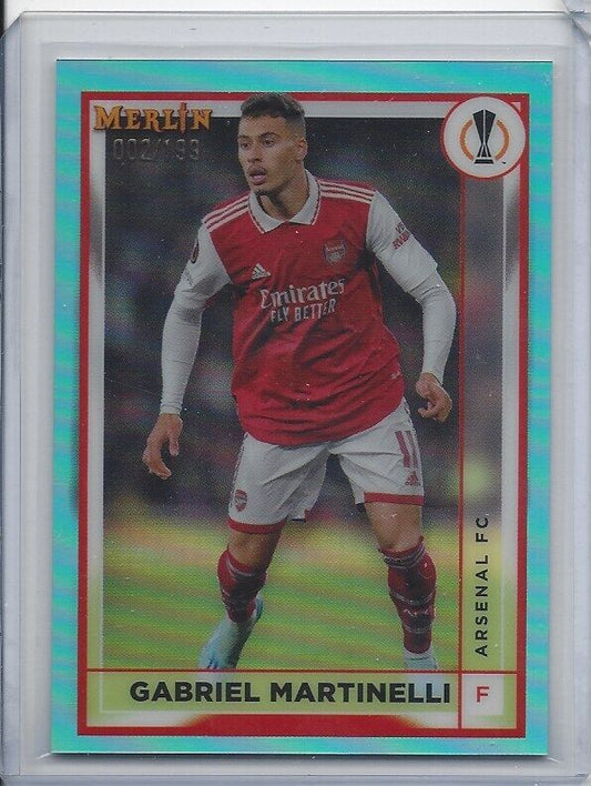 GABRIEL MARTINELLI 2022-23 TOPPS MERLIN CHROME AQUA REFRACTOR #D 2/199