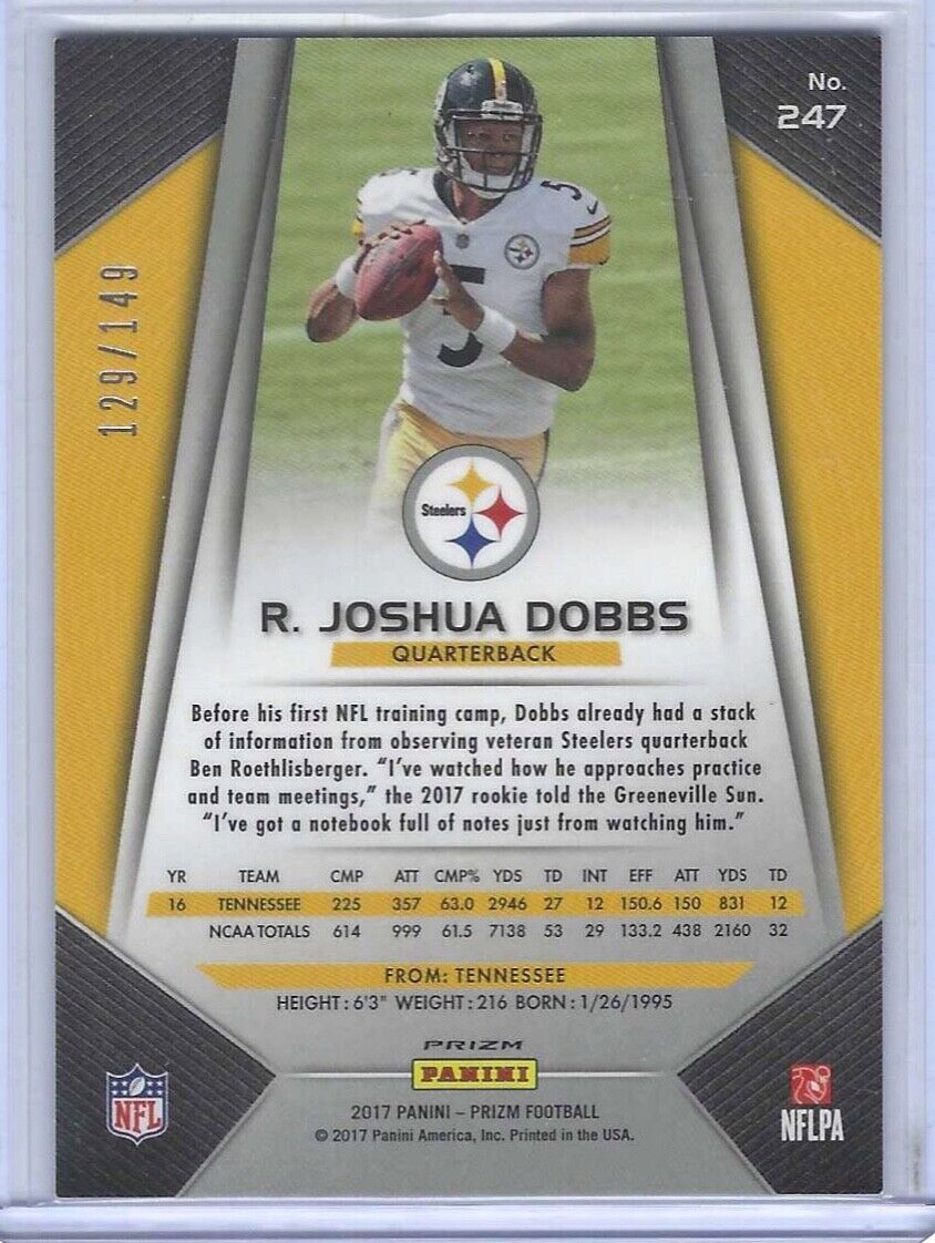 JOSHUA DOBBS 2017 PANINI PRIZM BLUE WAVE PRIZM ROOKIE RC #D 129/149