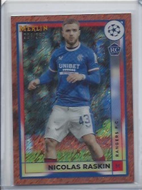 NICOLAS RASKIN 2022-23 TOPPS MERLIN CHROME ROSE GOLD SHIMMER REFRACTOR RC /299
