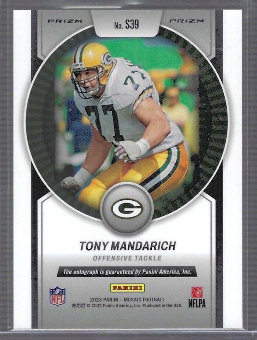 TONY MANDARICH 2023 PANINI MOSAIC BLUE DISCO PRIZM SCRIPTS AUTO #S39