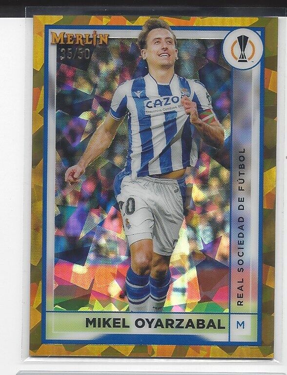MIKEL OYARZABAL 2022-23 TOPPS MERLIN CHROME GOLD ATOMIC ICE REFRACTOR #D 35/50