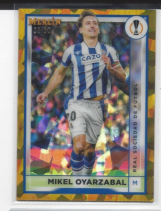 MIKEL OYARZABAL 2022-23 TOPPS MERLIN CHROME GOLD ATOMIC ICE REFRACTOR #D 35/50