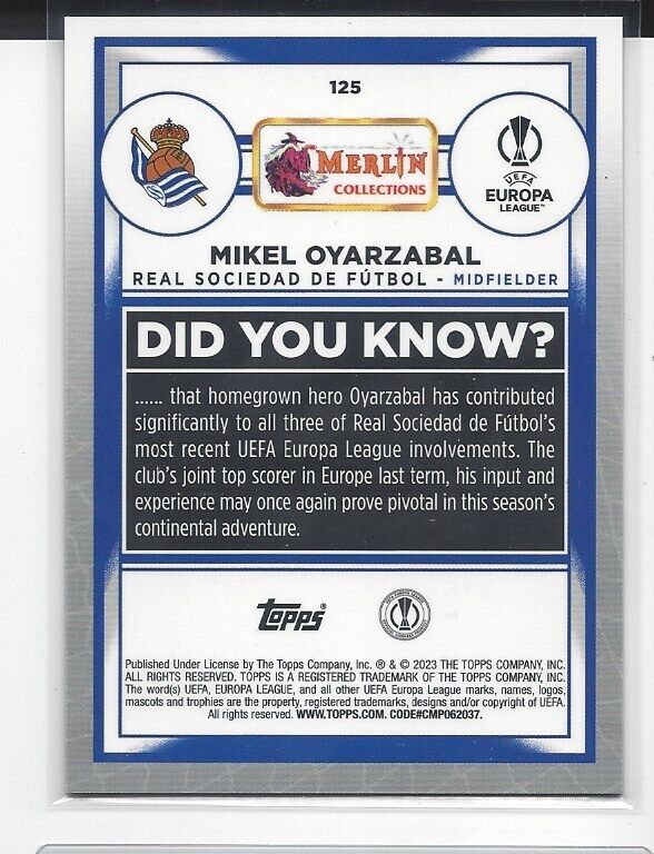 MIKEL OYARZABAL 2022-23 TOPPS MERLIN CHROME GOLD ATOMIC ICE REFRACTOR #D 35/50