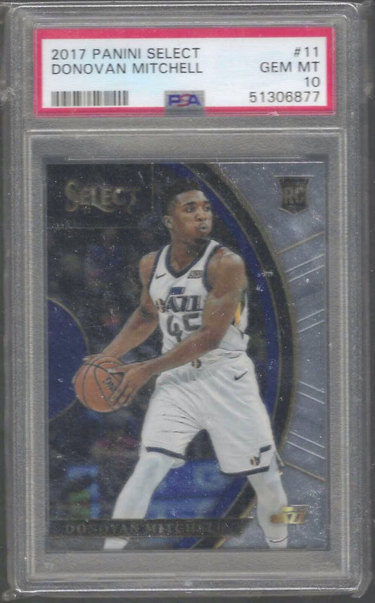 DONOVAN MITCHELL 2017 PANINI SELECT CONCOURSE ROOKIE RC PSA 10 GEM MINT