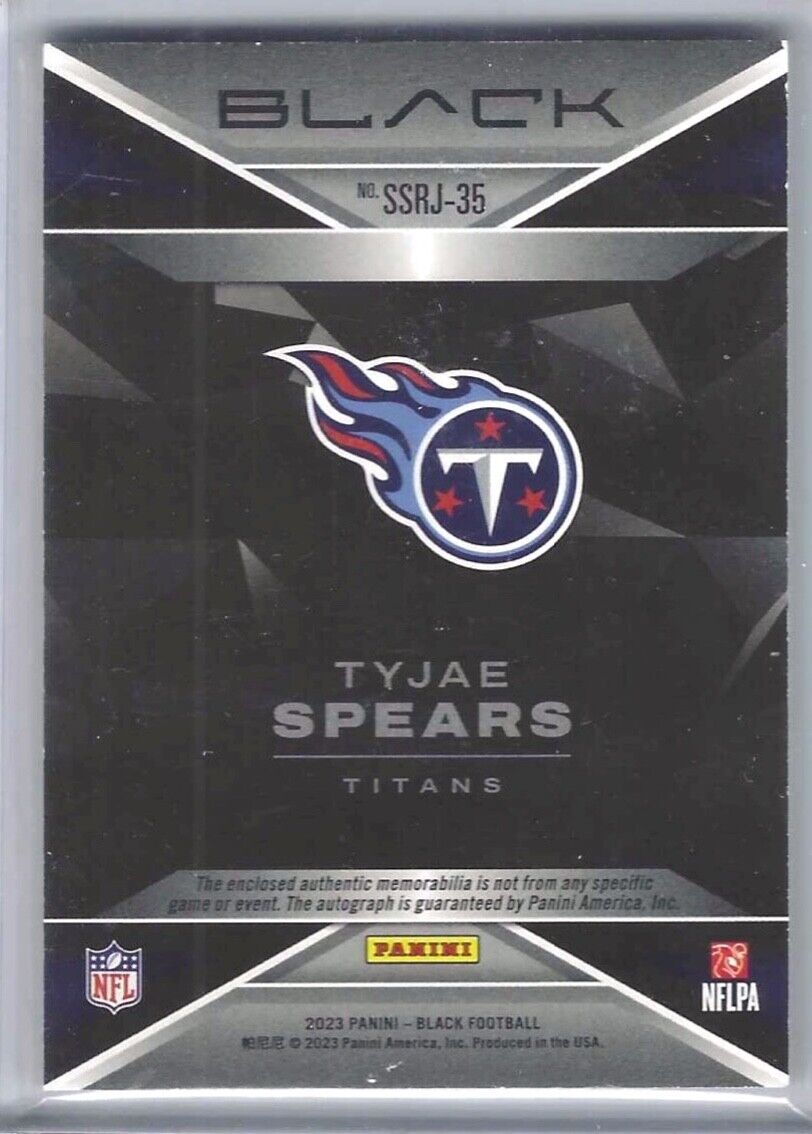 TYJAE SPEARS 2023 PANINI BLACK SIZEABLE ROOKIE JUMBO PATCH AUTO RC #D 11/50