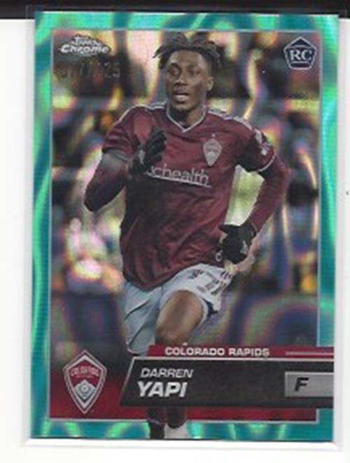 1/1 DARREN YAPI 2023 TOPPS CHROME MLS AQUA LAVA REFRACTOR RC #D 77/125 JERSY #77