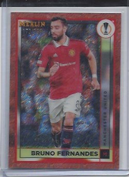 BRUNO FERNANDES 2022-23 TOPPS MERLIN CHROME ROSE GOLD SHIMMER REFRACTOR #D /299