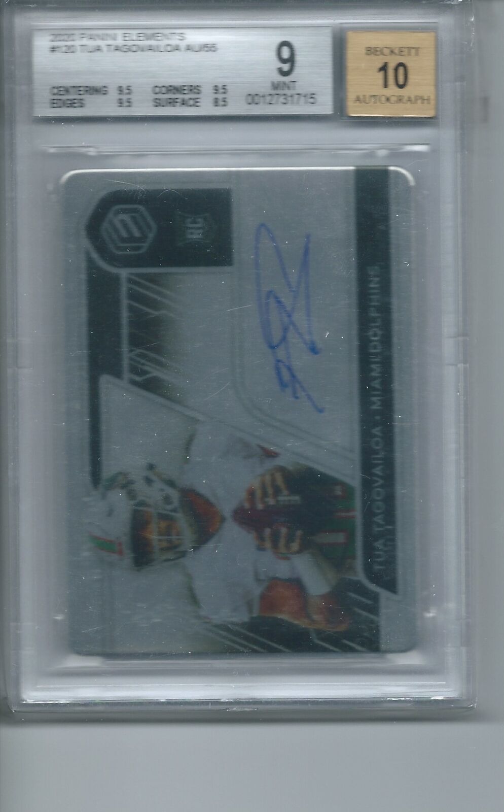 TUA TAGOVAILOA 2020 PANINI ELEMENTS AU METAL CARD AUTO RC #D 9/55 BGS 9 POP 1/1