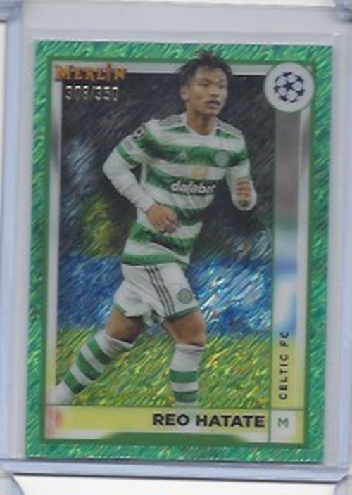 REO HATATE 2022-23 TOPPS MERLIN CHROME GREEN SHIMMER REFRACTOR #D 308/350