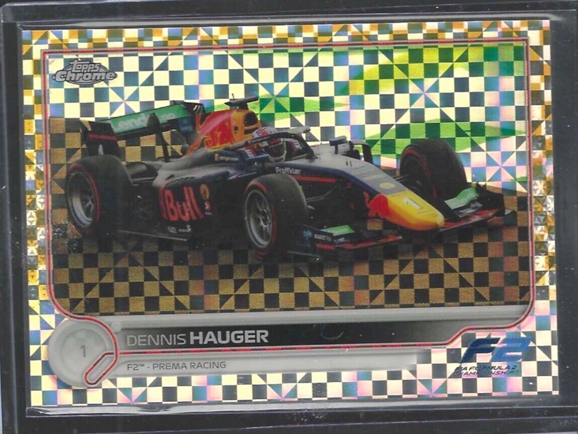 DENNIS HAUGER 2022 TOPPS CHROME F1 GOLD CHECKERED FLAG REFRACTOR #D 04/50
