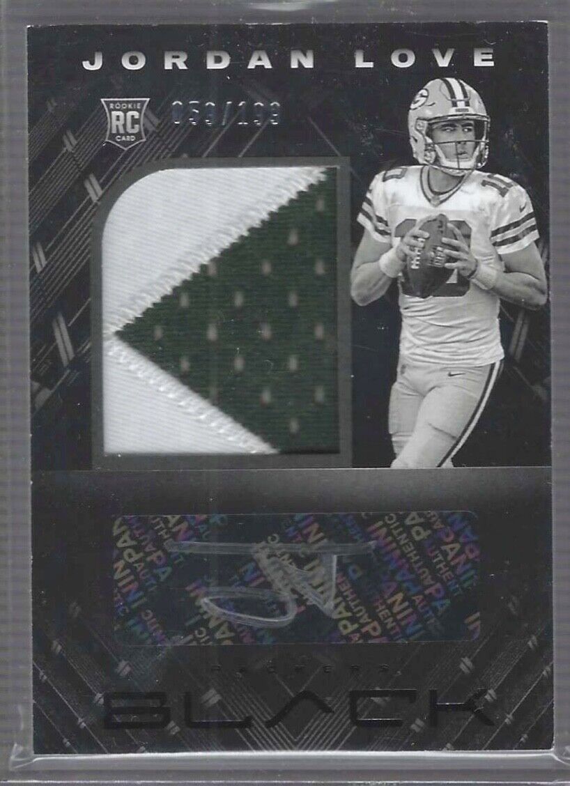 JORDAN LOVE 2020 PANINI BLACK RPA ROOKIE PATCH AUTO RC #D 059/199