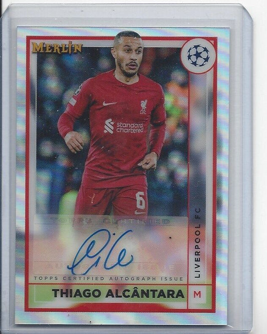 THIAGO ALCANTARA 2022-23 TOPPS MERLIN CHROME LIVERPOOL REFRACTOR AUTO