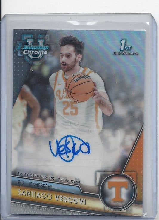 SANTIAGO VESCOVI 2023-24 BOWMAN CHROME UNIVERSITY 1ST REFRACTOR AUTO #D /250