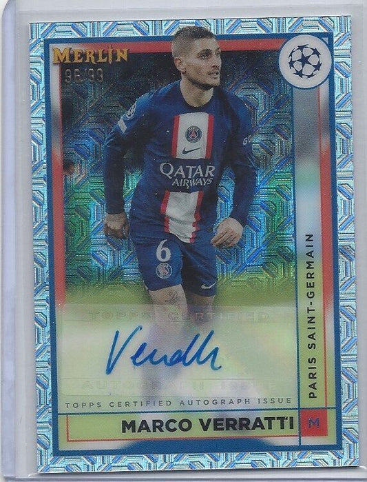 MARCO VERRATTI 2022-23 TOPPS MERLIN CHROME MOJO REFRACTOR AUTO #D 96/99